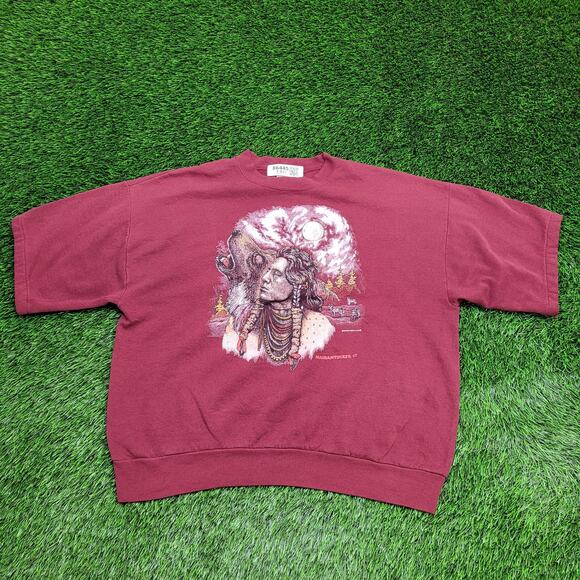 Vintage 1995 Native-American Wolf Sweatshirt Womens 2XL 25x26 Boxy - Picture 1 of 13